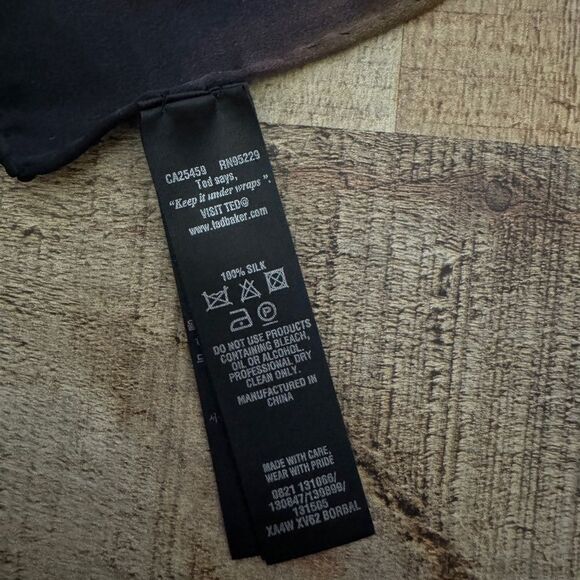 TED BAKER London Long 100% Silk Scarf Wrap Gold/black - Picture 8 of 9